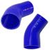 Silicone Reducer, 45 bend - 4.5" to 4.0" - Blue