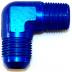 AN to NPT 90 Adaptor, -8 AN to 1/2'' NPT Blue